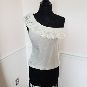 American Eagle Outfitters One Shoulder White Top
